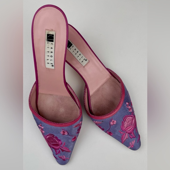 Carole Little lavender and pink embroidered kitten heels. Size 6.5 - Picture 1 of 9